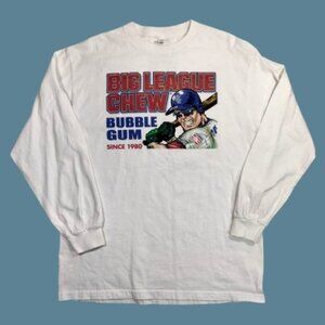 Big League Chew Baseball Graphic Long Sleeve T-Shirt Alstyle L White Cotton